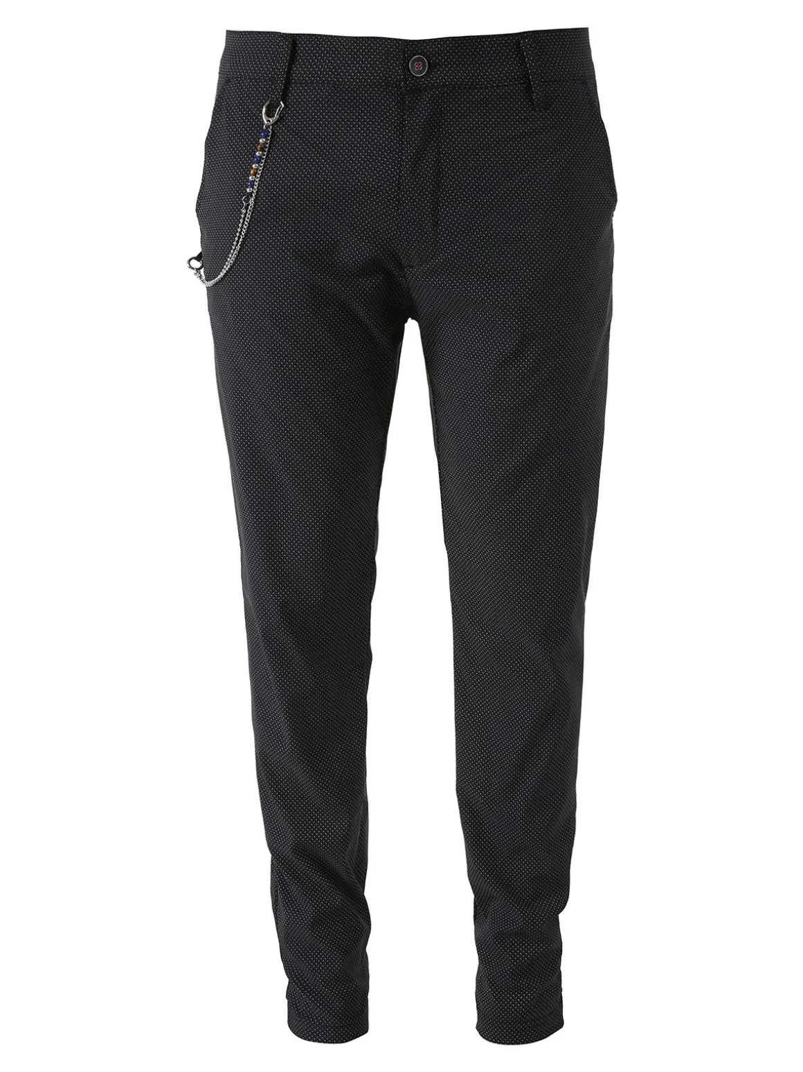 Andy Don B Pantaloni casual da uomo con stampa texture e dettaglio catena - nero