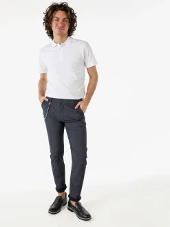Andy Don B Pantaloni casual da uomo con stampa texture e dettaglio catena - blu scuro