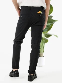 Andy Don B Pantaloni da uomo elasticizzati con stampa texture e dettaglio a catena - nero