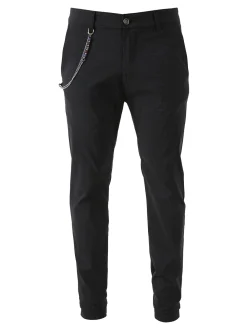 Andy Don B Pantaloni da uomo elasticizzati con stampa texture e dettaglio a catena - nero