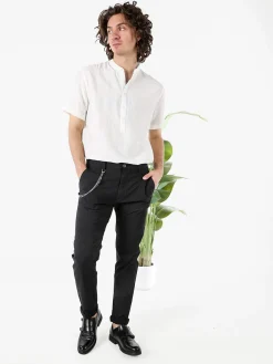 Andy Don B Pantaloni da uomo elasticizzati con stampa texture e dettaglio a catena - nero