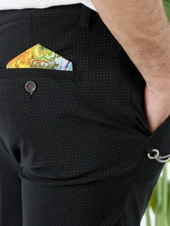 Andy Don B Pantaloni da uomo elasticizzati con stampa texture e dettaglio a catena - nero