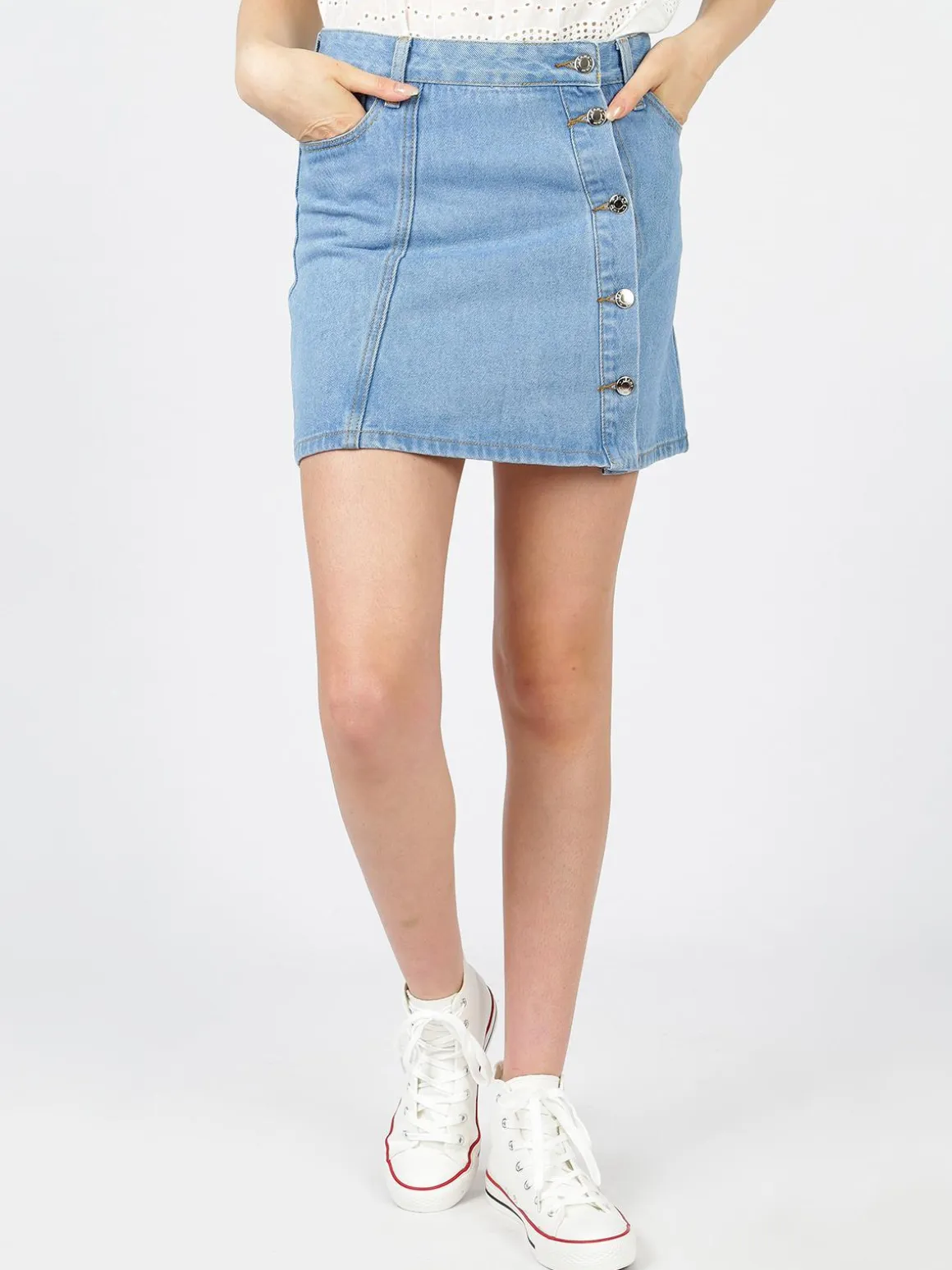 Angelica 2000 Gonna in jeans con bottoni laterali