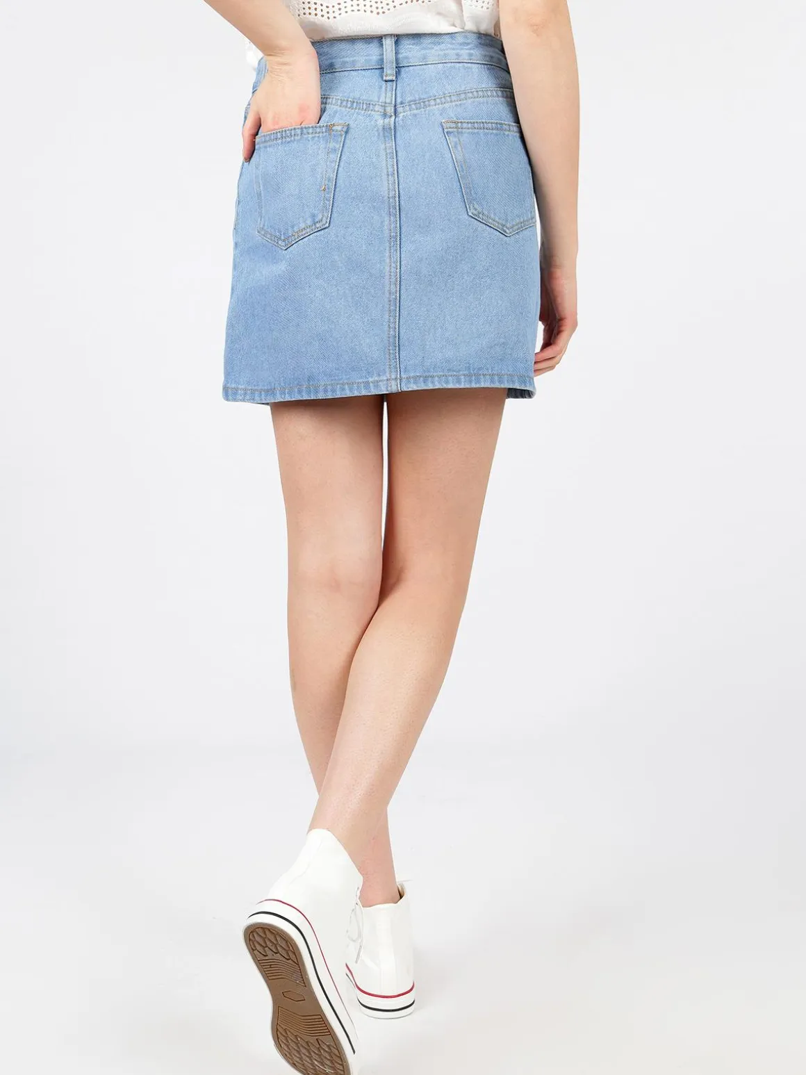 Angelica 2000 Gonna in jeans con bottoni laterali