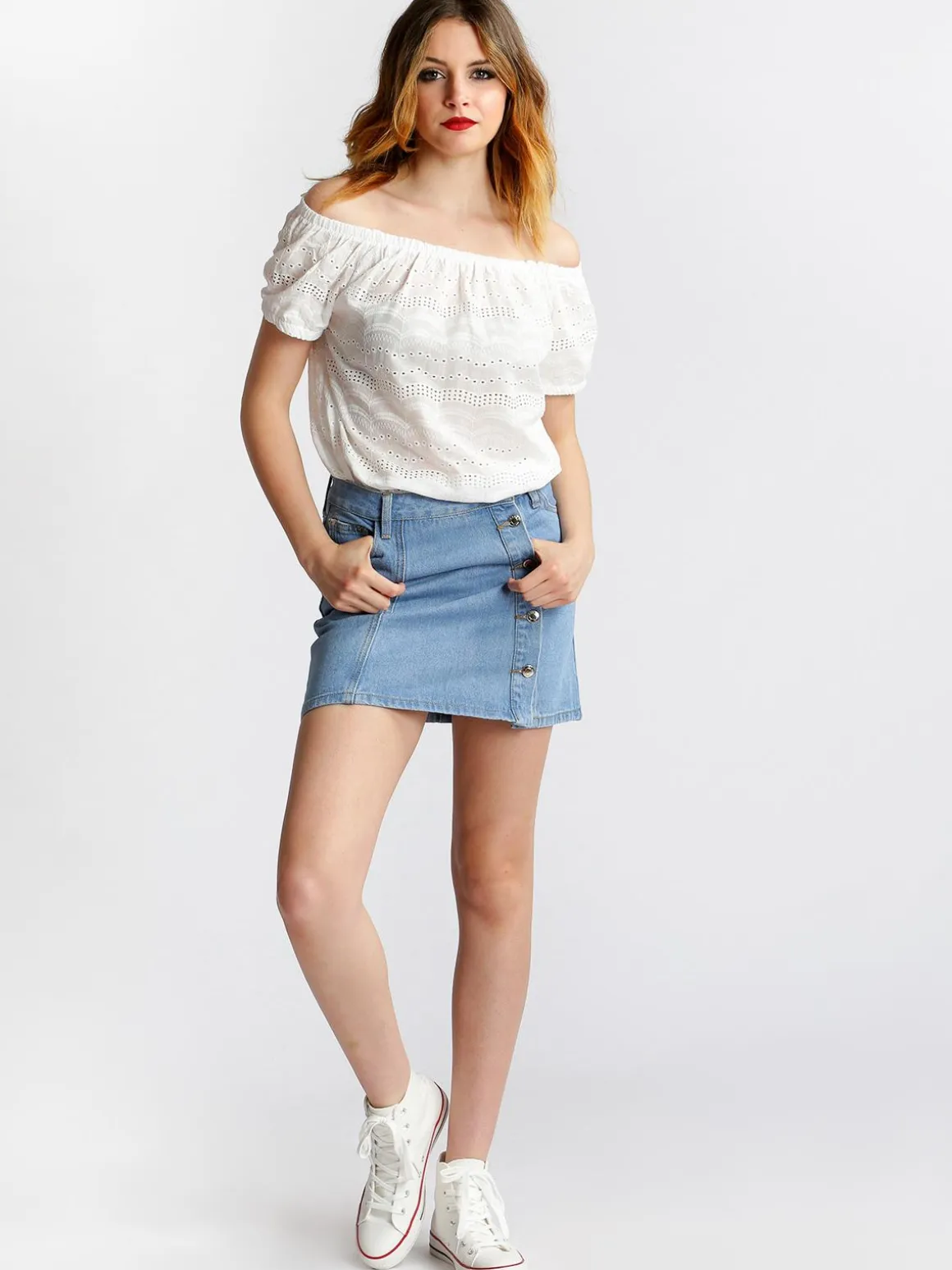 Angelica 2000 Gonna in jeans con bottoni laterali