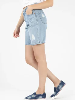 Angelica 2000 Pantaloncini mom strappati in jeans