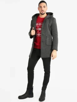 Ange Wear Cappotto misto lana da uomo con cappuccio
