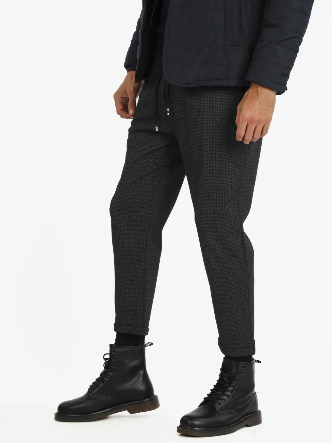 Ange Wear Pantaloni casual da uomo con culisse e risvolto