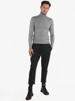 Ange Wear Pantaloni casul da uomo con coulisse e risvolto