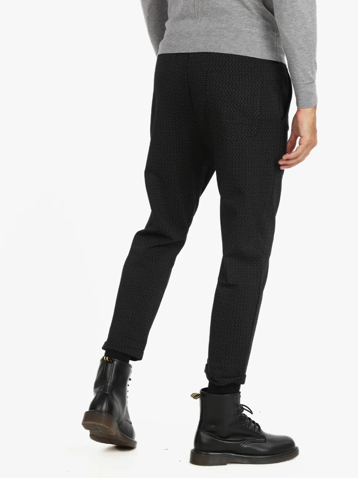 Ange Wear Pantaloni casul da uomo con coulisse e risvolto