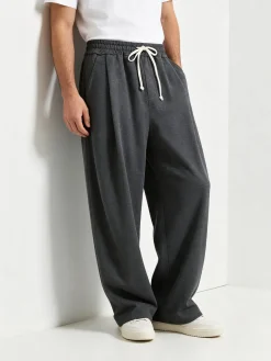 Ange Wear Pantaloni da uomo oversize a gamba larga con coulisse - grigio