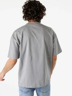 Ange Wear T-shirt da uomo in cotone con stampe metallizzate - grigio