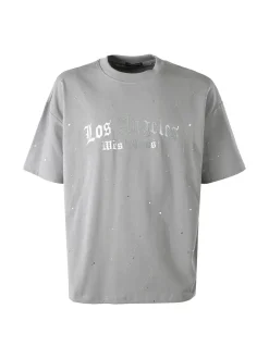 Ange Wear T-shirt da uomo in cotone con stampe metallizzate - grigio
