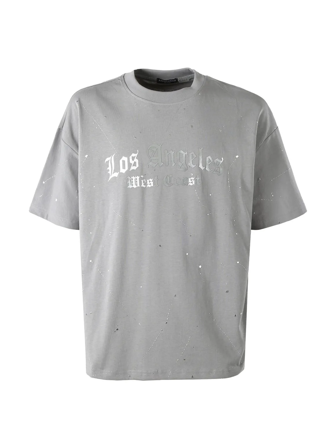 Ange Wear T-shirt da uomo in cotone con stampe metallizzate - grigio