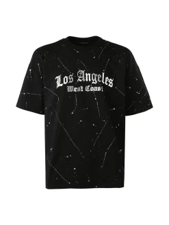 Ange Wear T-shirt da uomo in cotone con stampe metallizzate - nero