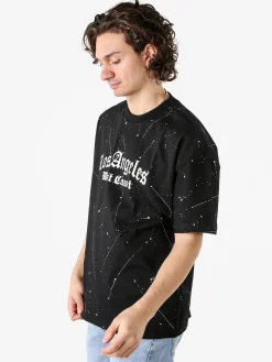 Ange Wear T-shirt da uomo in cotone con stampe metallizzate - nero