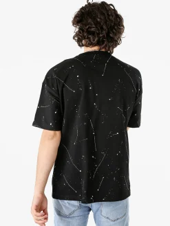 Ange Wear T-shirt da uomo in cotone con stampe metallizzate - nero