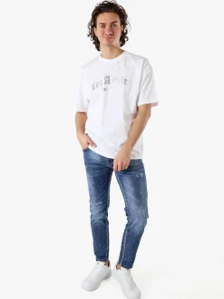 Ange Wear T-shirt da uomo in cotone con stampe metallizzate - bianco