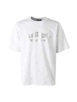 Ange Wear T-shirt da uomo in cotone con stampe metallizzate - bianco