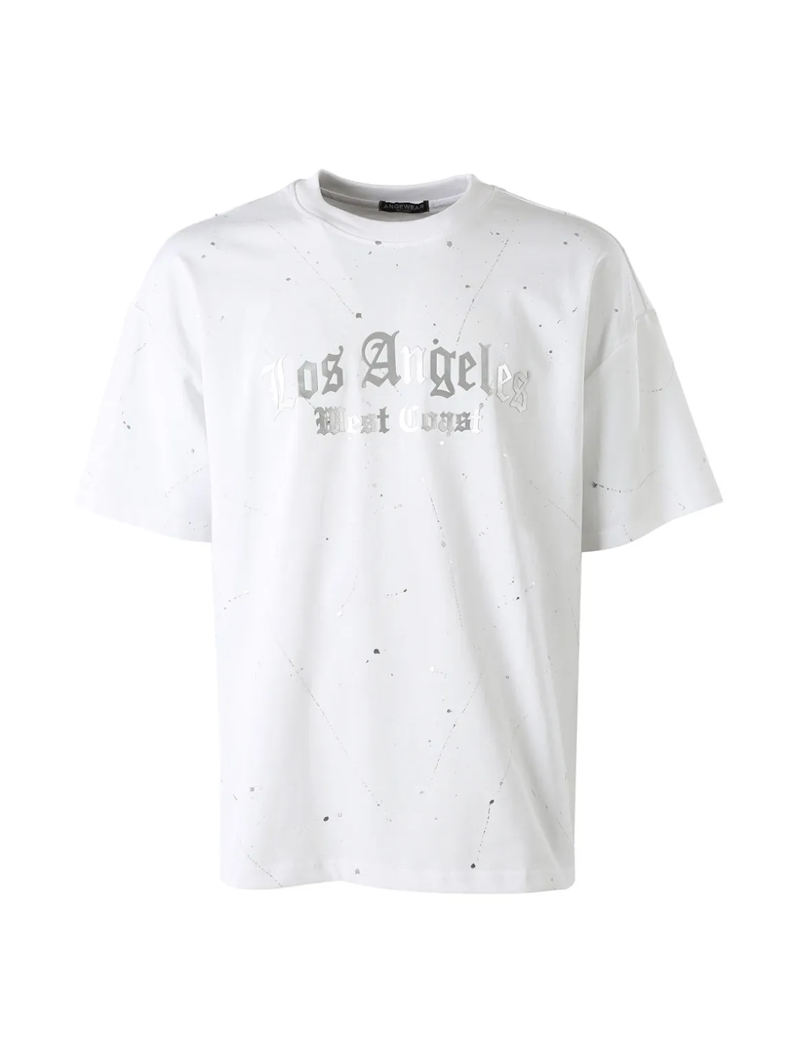 Ange Wear T-shirt da uomo in cotone con stampe metallizzate - bianco