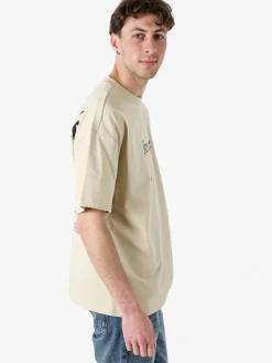 Ange Wear T-shirt da uomo oversize in cotone con stampe davanti e dietro - nero