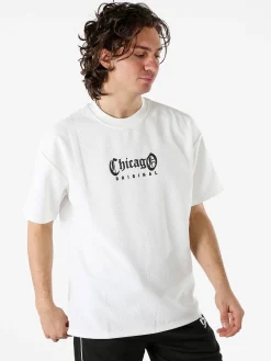 Ange Wear T-shirt oversize da uomo a nido d'ape - bianco