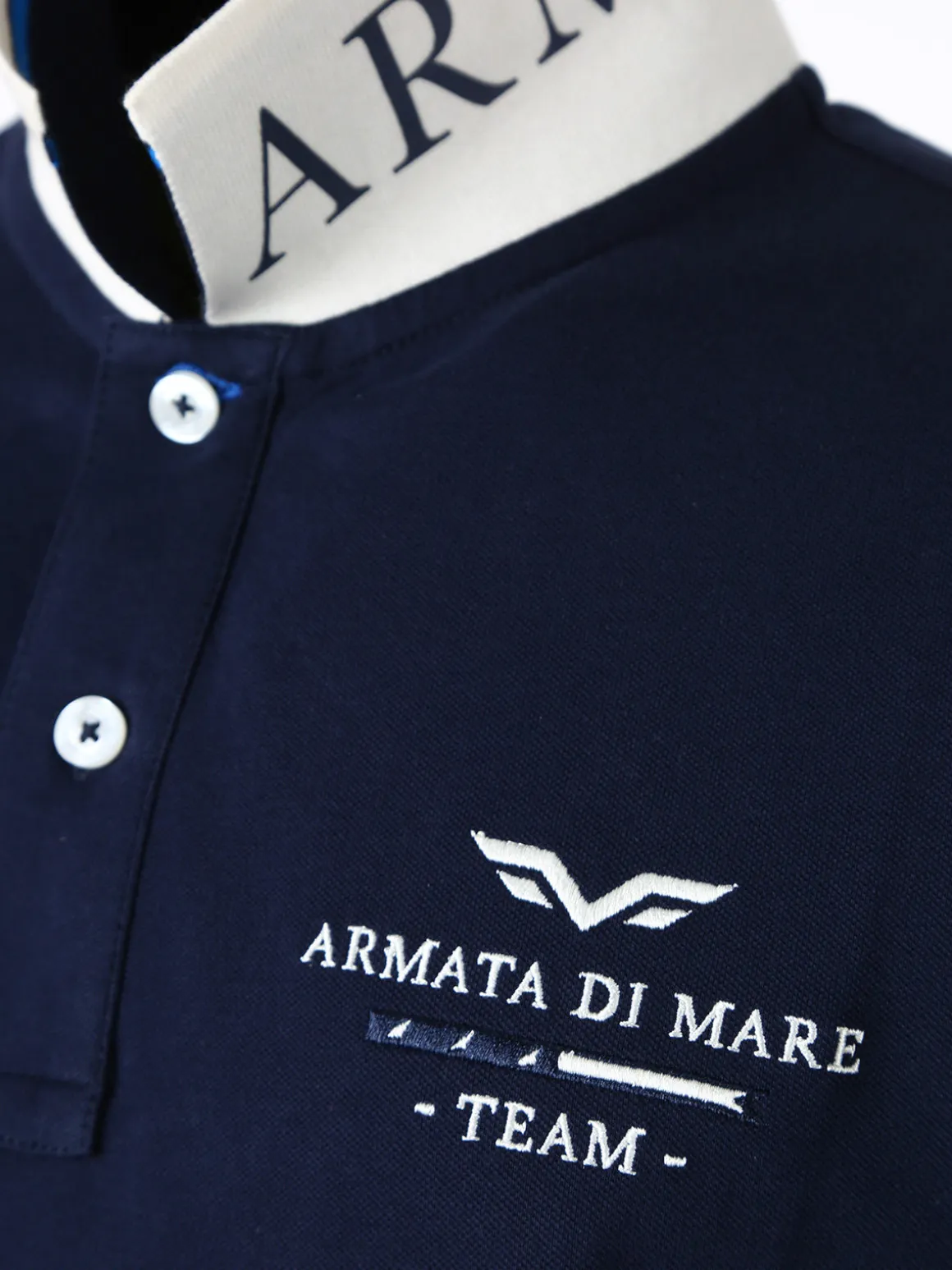 Armata Di Mare Polo da uomo in cotone a maniche corte con stampa - blu scuro
