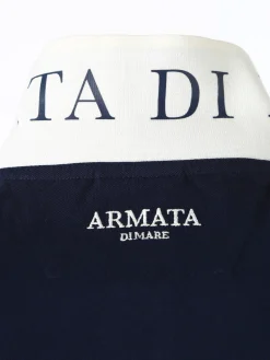 Armata Di Mare Polo da uomo in cotone a maniche corte con stampa - blu scuro