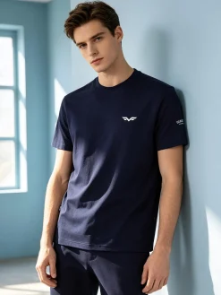 Armata Di Mare T-shirt girocollo da uomo in cotone - blu scuro
