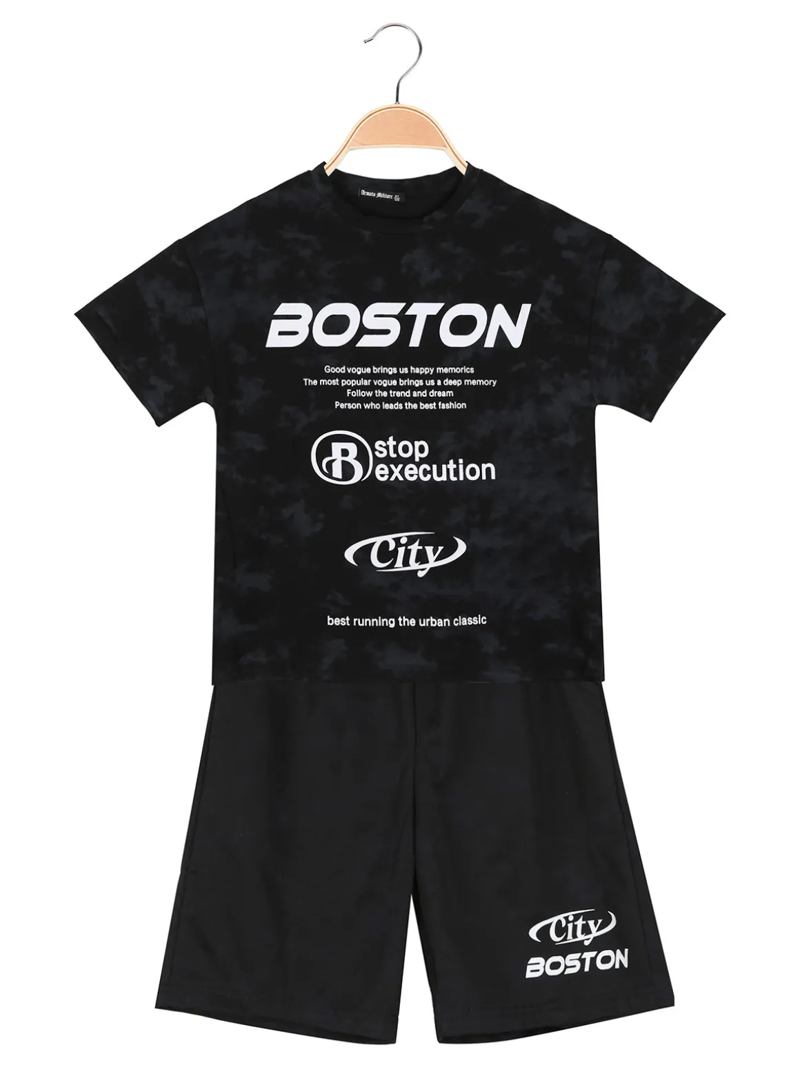 Armata Militare Completo corto da bambino in cotone con t-shirt e bermuda - nero