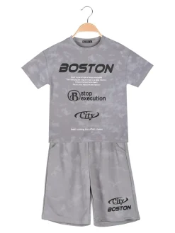 Armata Militare Completo corto da bambino in cotone con t-shirt e bermuda - grigio
