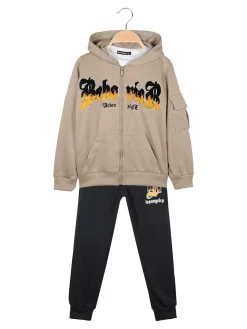 Armata Militare Completo 3 pezzi da bambino con cappuccio e zip - nero