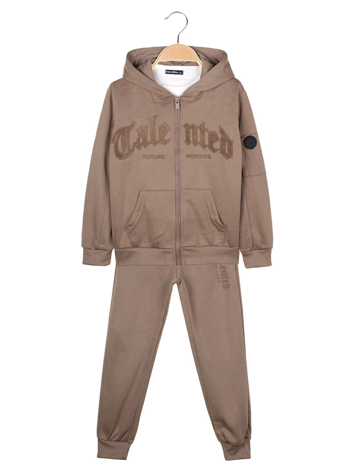 Armata Militare Completo 3 pezzi da bambino con cappuccio e zip - marrone