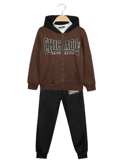 Armata Militare Completo 3 pezzi da bambino con cappuccio e zip - marrone