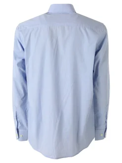 Ascot Sport Camicia da uomo in cotone a maniche lunghe con taschino - azzurro