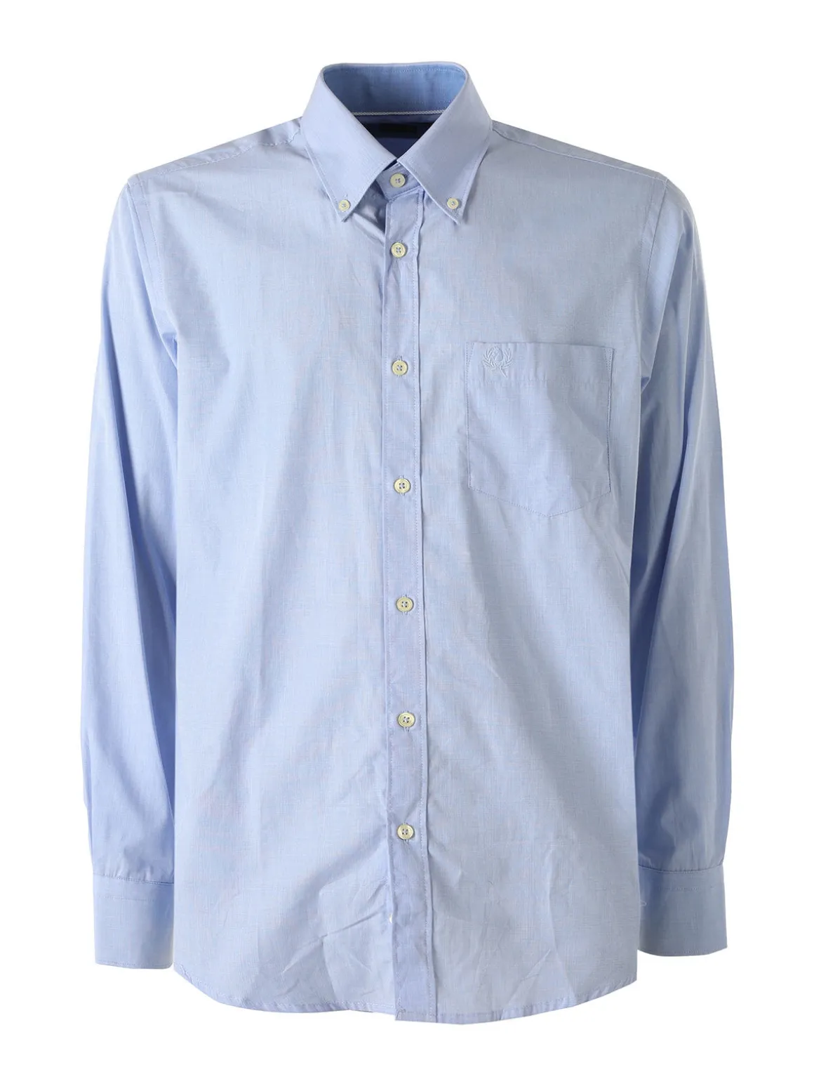 Ascot Sport Camicia da uomo in cotone a maniche lunghe con taschino - azzurro