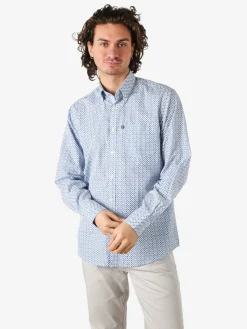 Ascot Sport Camicia da uomo in cotone stretch a maniche lunghe con taschino - multicolore