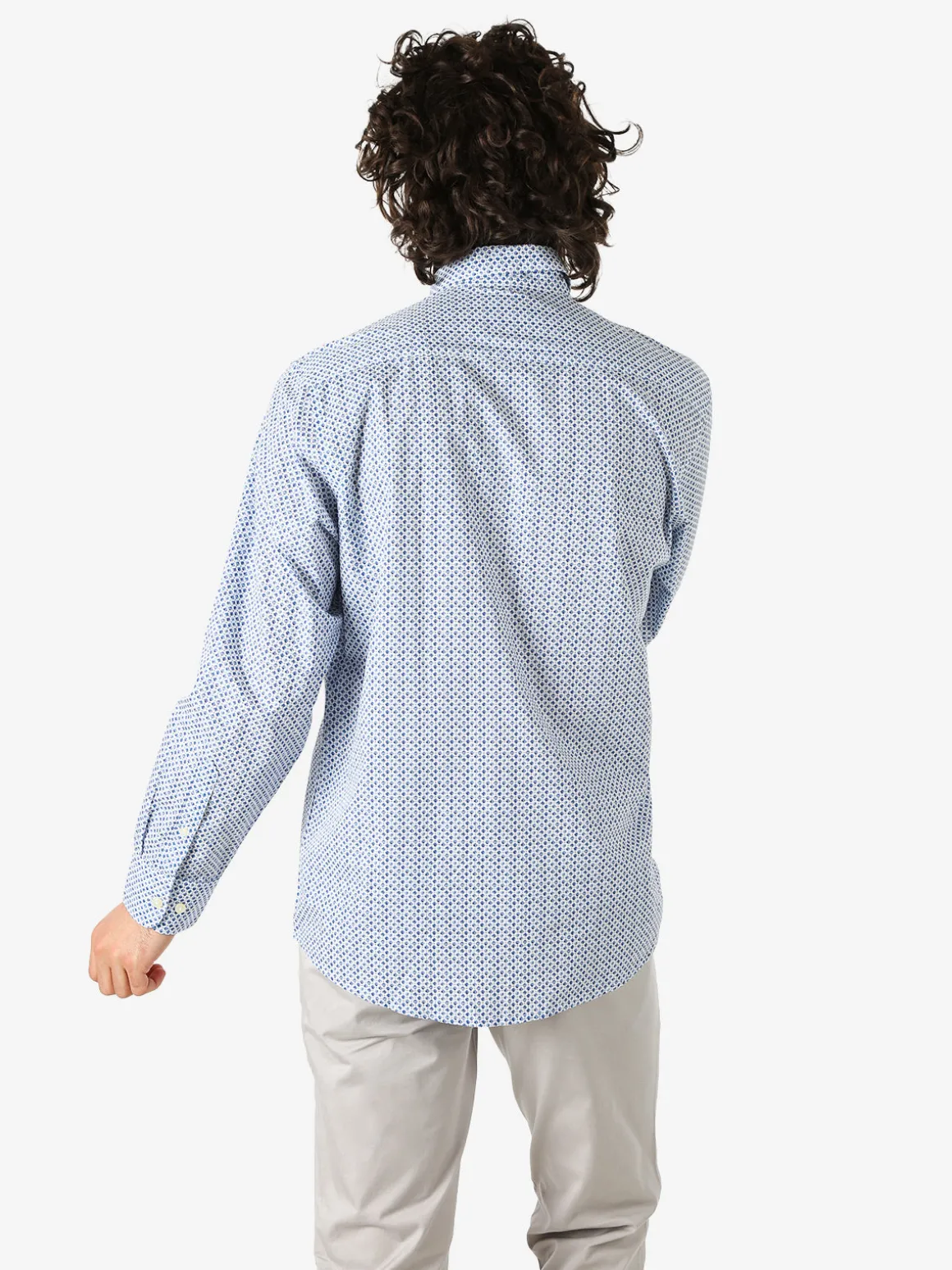Ascot Sport Camicia da uomo in cotone a maniche lunghe con taschino e stampe - multicolore