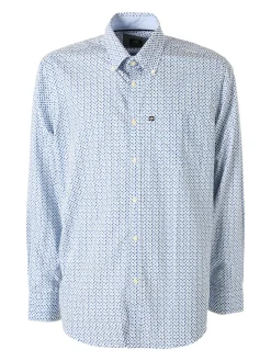 Ascot Sport Camicia da uomo in cotone a maniche lunghe con taschino e stampe - multicolore