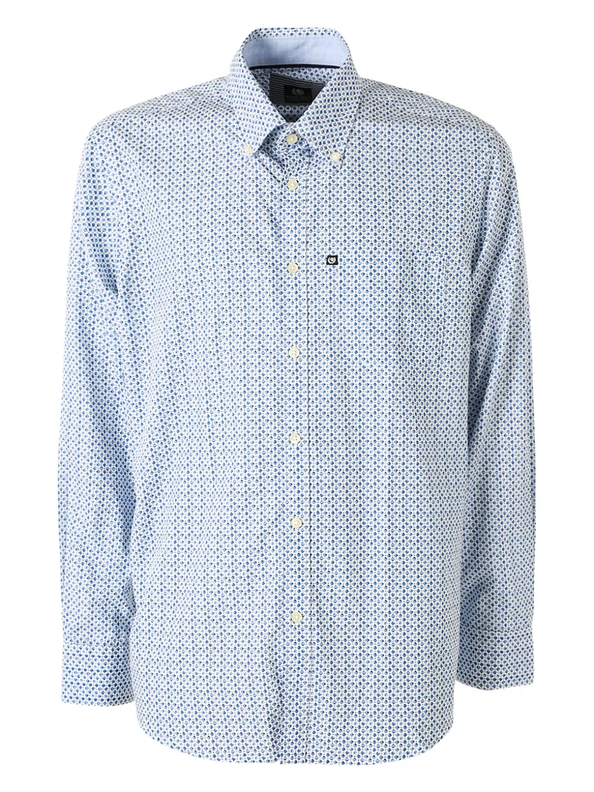 Ascot Sport Camicia da uomo in cotone a maniche lunghe con taschino e stampe - multicolore
