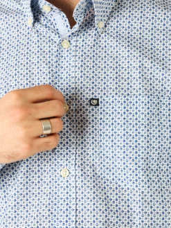 Ascot Sport Camicia da uomo in cotone a maniche lunghe con taschino e stampe - multicolore