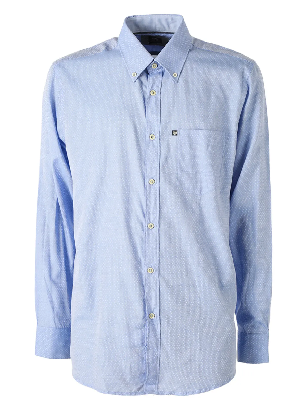 Ascot Sport Camicia da uomo in cotone a maniche lunghe con taschino e stampe - blu