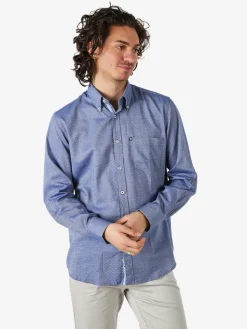 Ascot Sport Camicia da uomo in cotone a maniche lunghe con taschino e stampe - blu