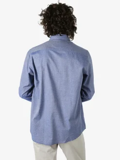 Ascot Sport Camicia da uomo in cotone a maniche lunghe con taschino e stampe - blu