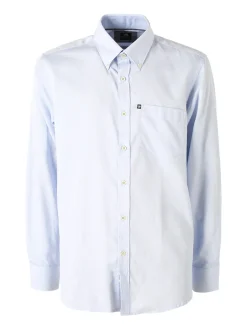 Ascot Sport Camicia da uomo in cotone a maniche lunghe con stampa texture - blu scuro