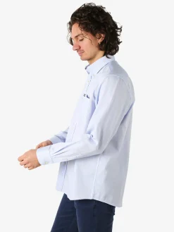 Ascot Sport Camicia da uomo in cotone a maniche lunghe con taschino - azzurro