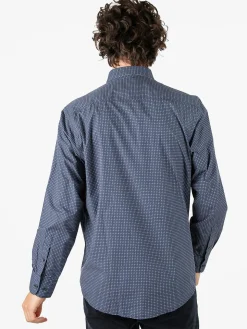 Ascot Sport Camicia da uomo in cotone a maniche lunghe con stampe - blu