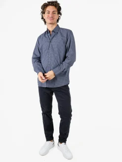 Ascot Sport Camicia da uomo in cotone a maniche lunghe con stampe - blu
