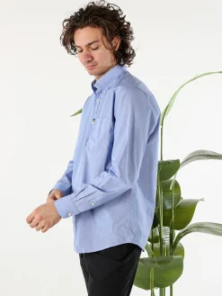 Ascot Sport Camicia da uomo in cotone a maniche lunghe con stampa texture - blu