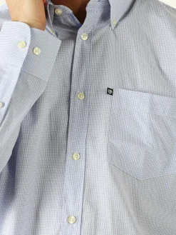 Ascot Sport Camicia da uomo in cotone a quadretti con maniche lunghe - azzurro